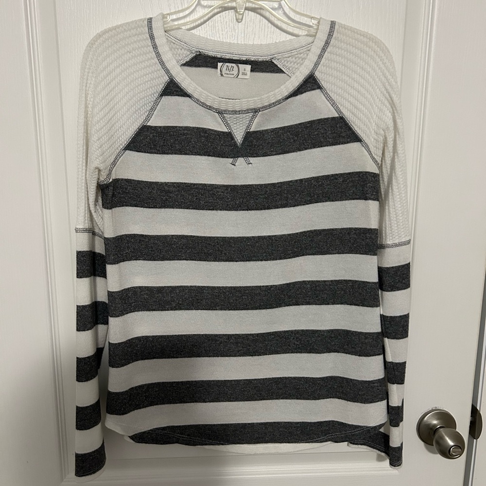 Madewell Black and White Striped Sweatshirt